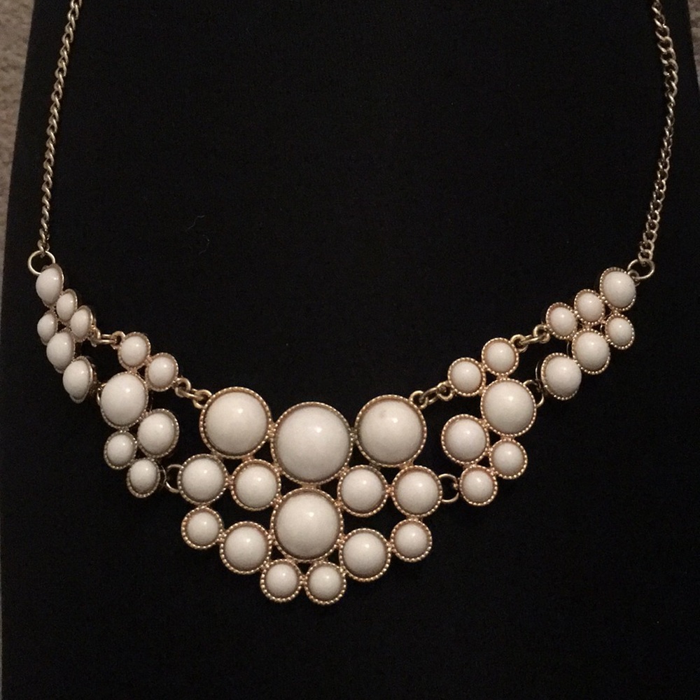 Gold and white statement necklace. New condition.